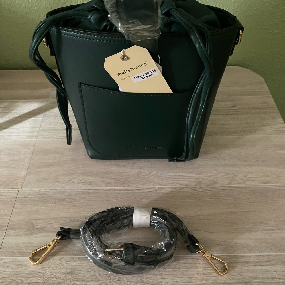 Melie Bianco Dark Green Mini Bucket Bag - Picture 2 of 5